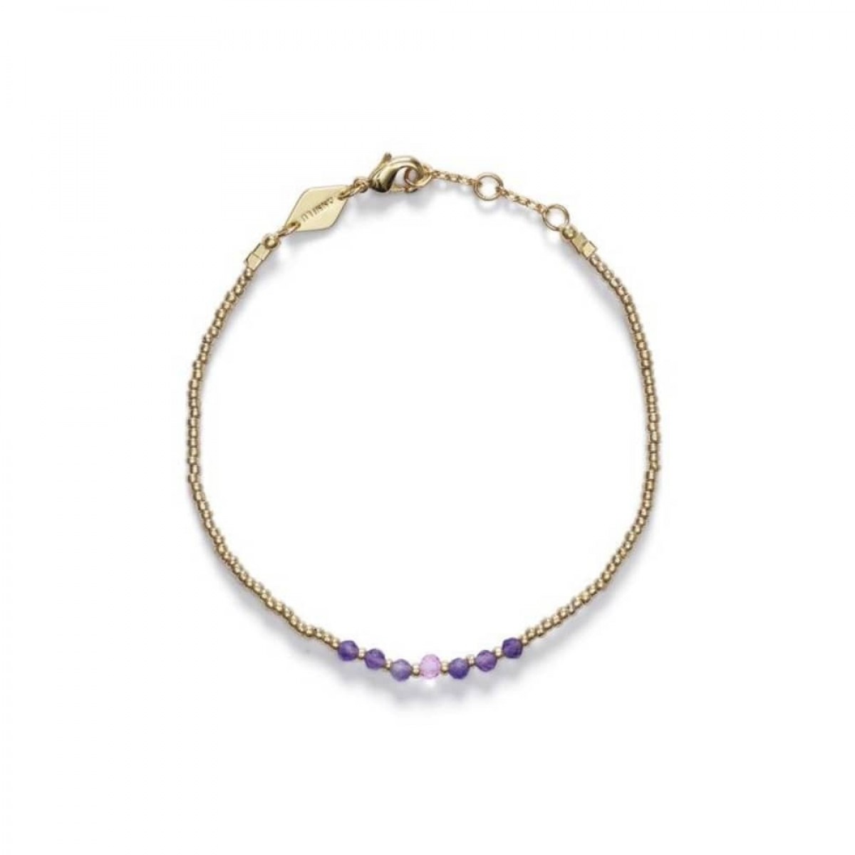 anni lu bead & gem bracelet - pink lavender - front