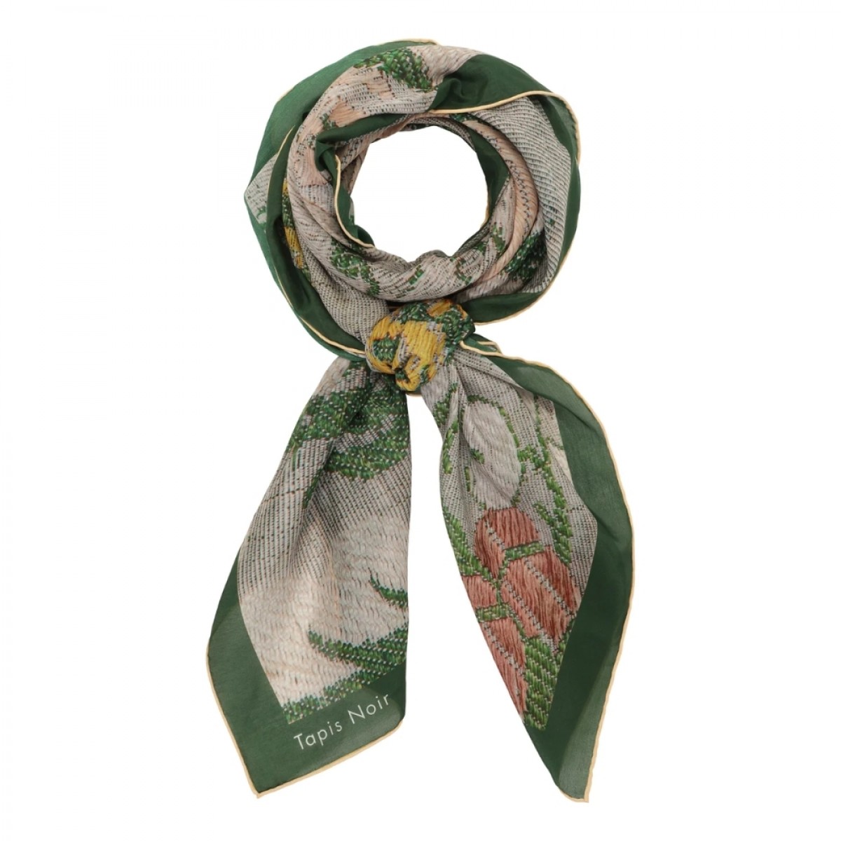 large light flower scarf - green - front