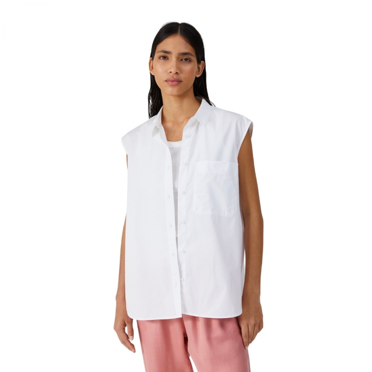 sleeveless tailored - white - model front