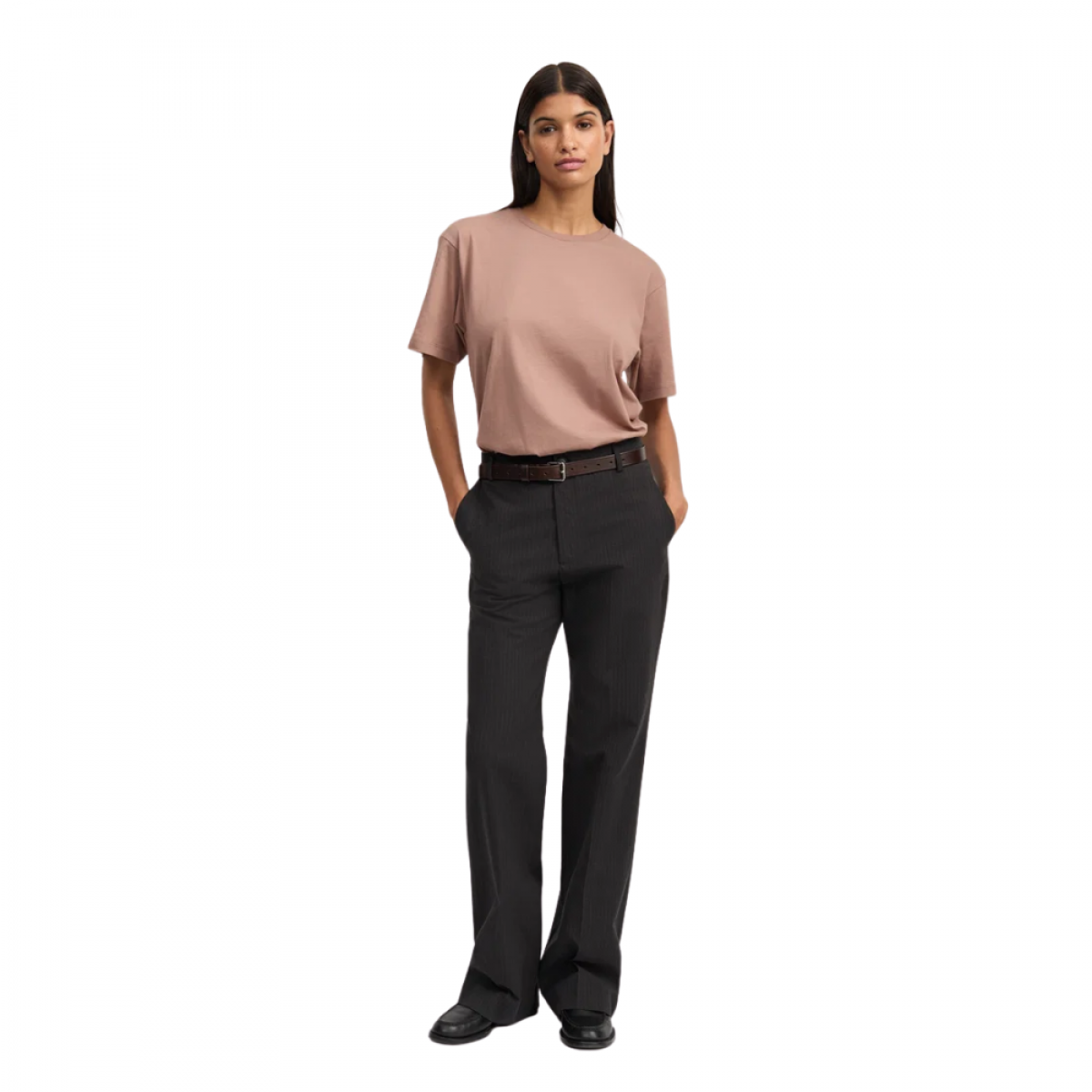 aiayu milo pant pin - brownstone - model front
