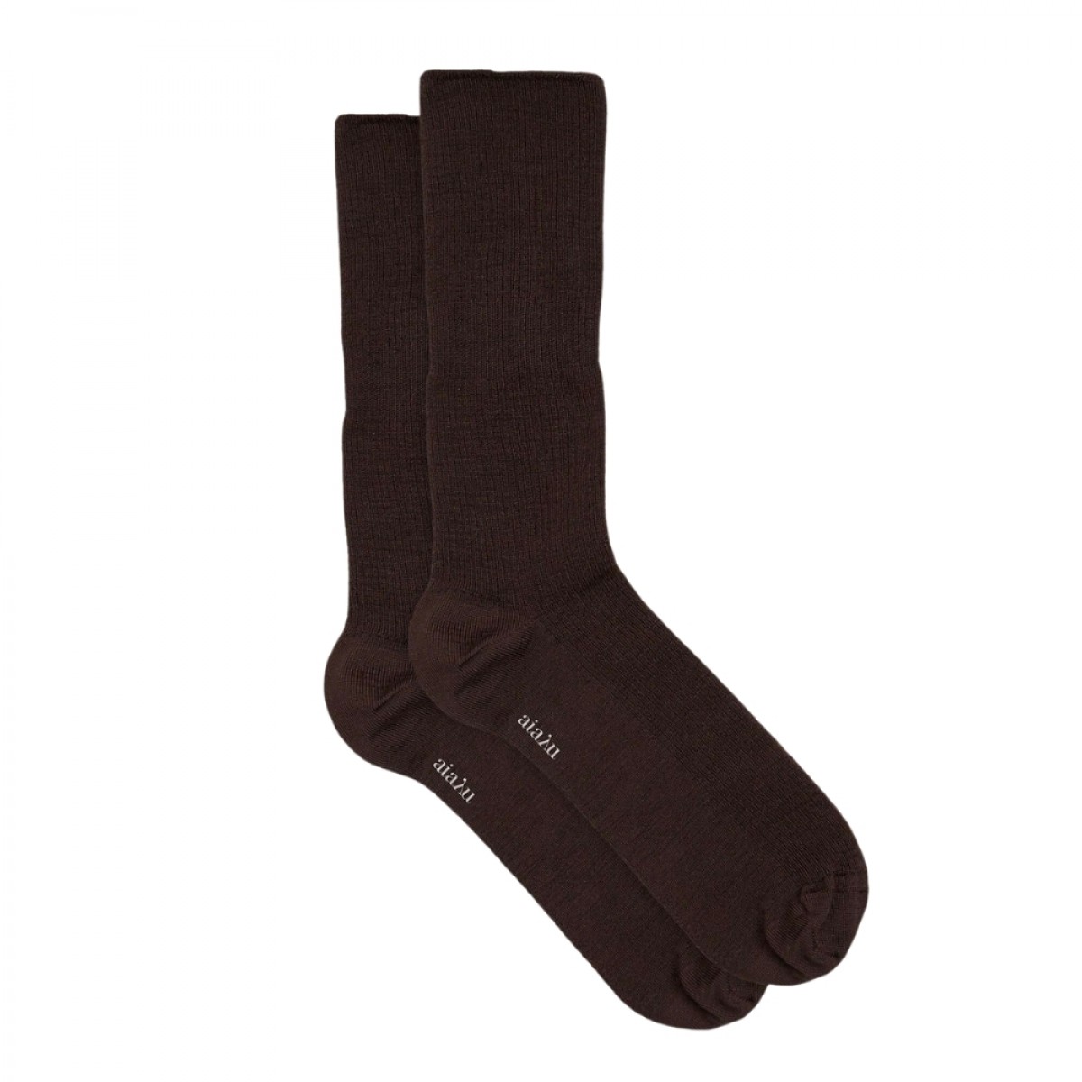 wool rib socks - brown - front