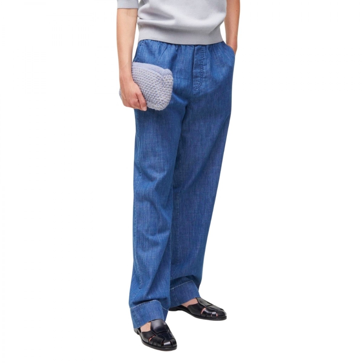 miles pant denim - blue jeans - model front