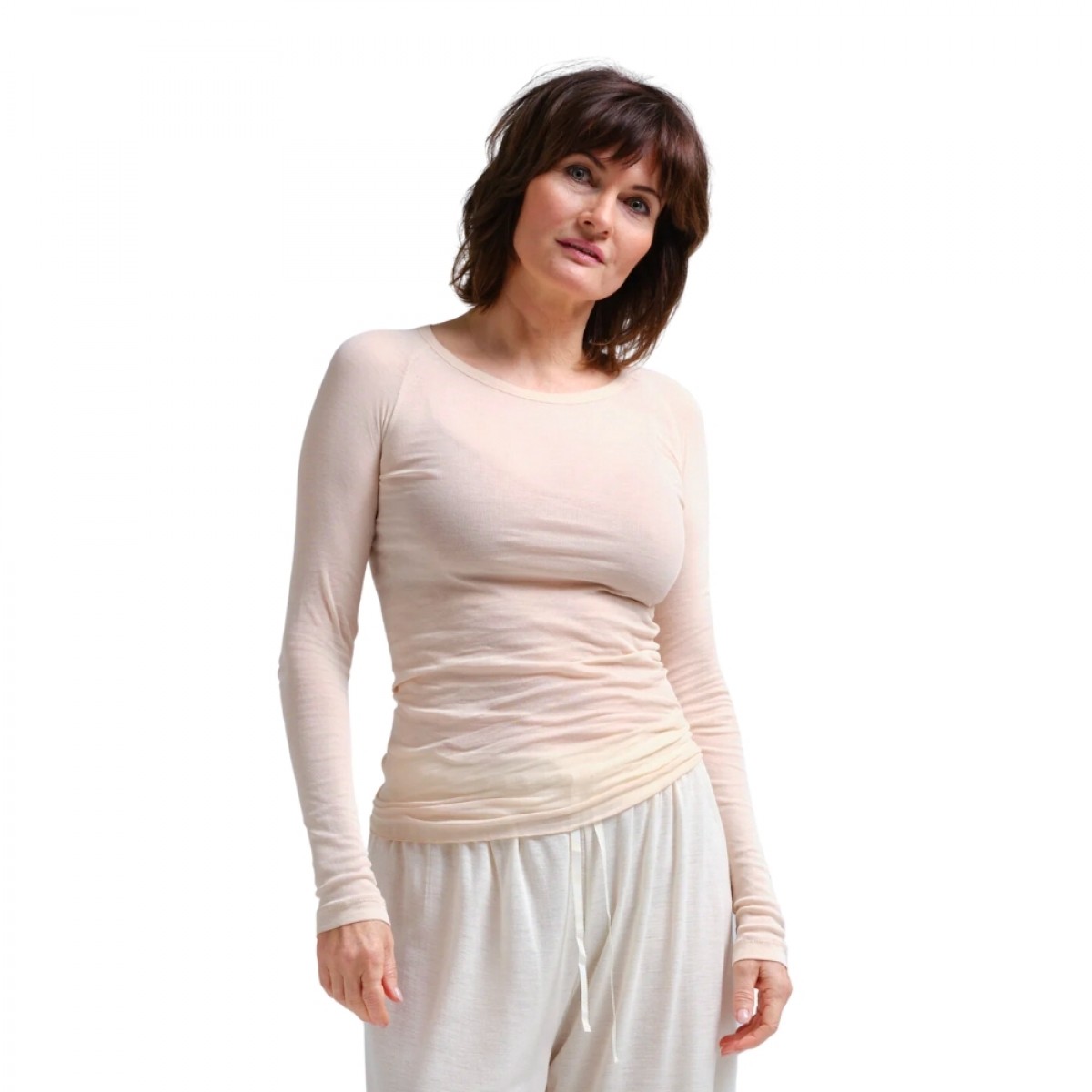 elvira langærmet t-shirt - rosie beige