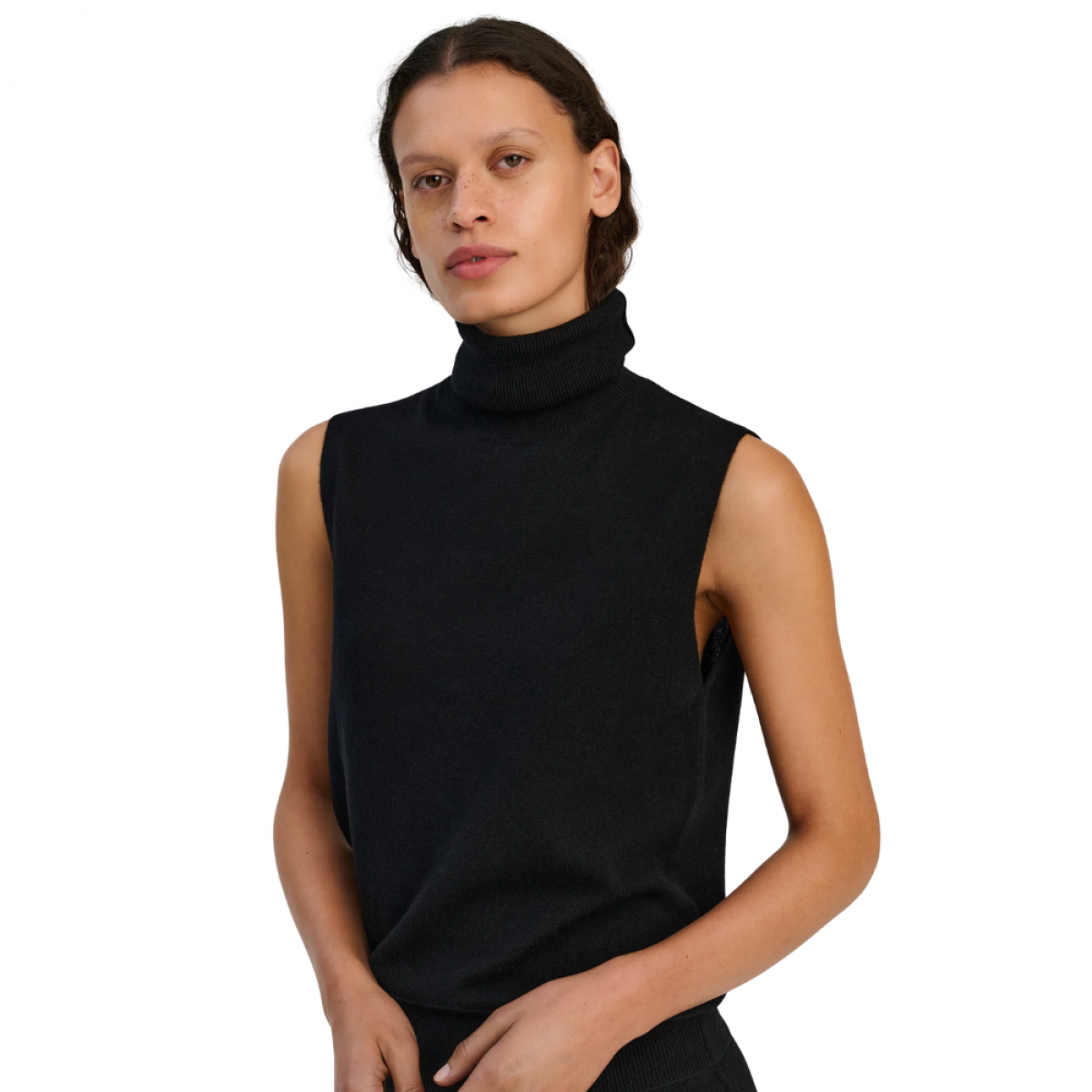 rhea sleeveless turtle - black