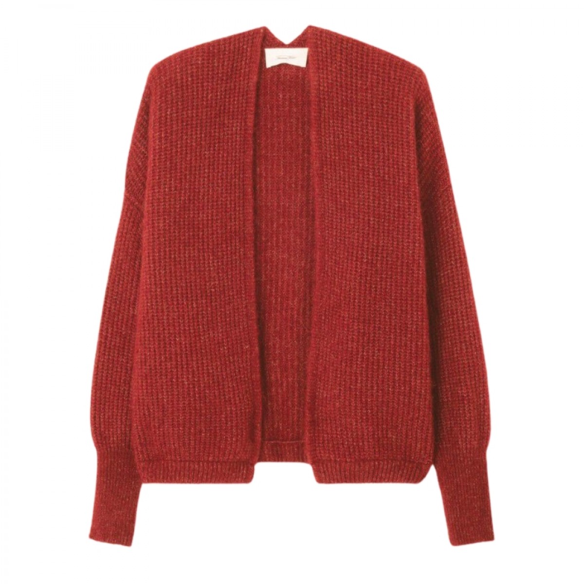 east strik cardigan - wine lees melange - front