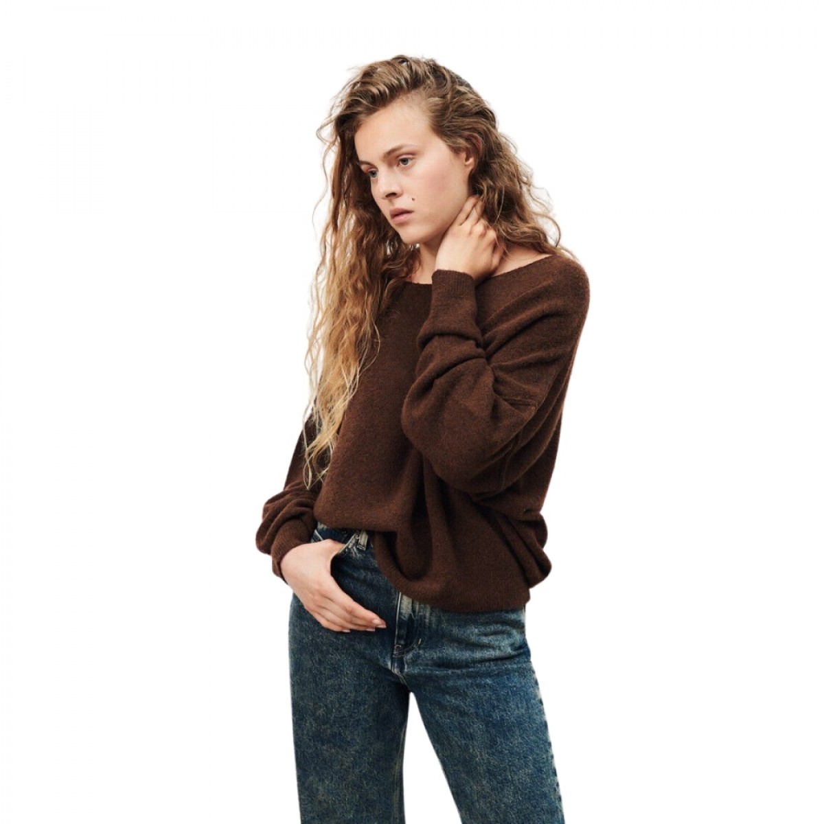 women's jumper damsville - brownie black melange