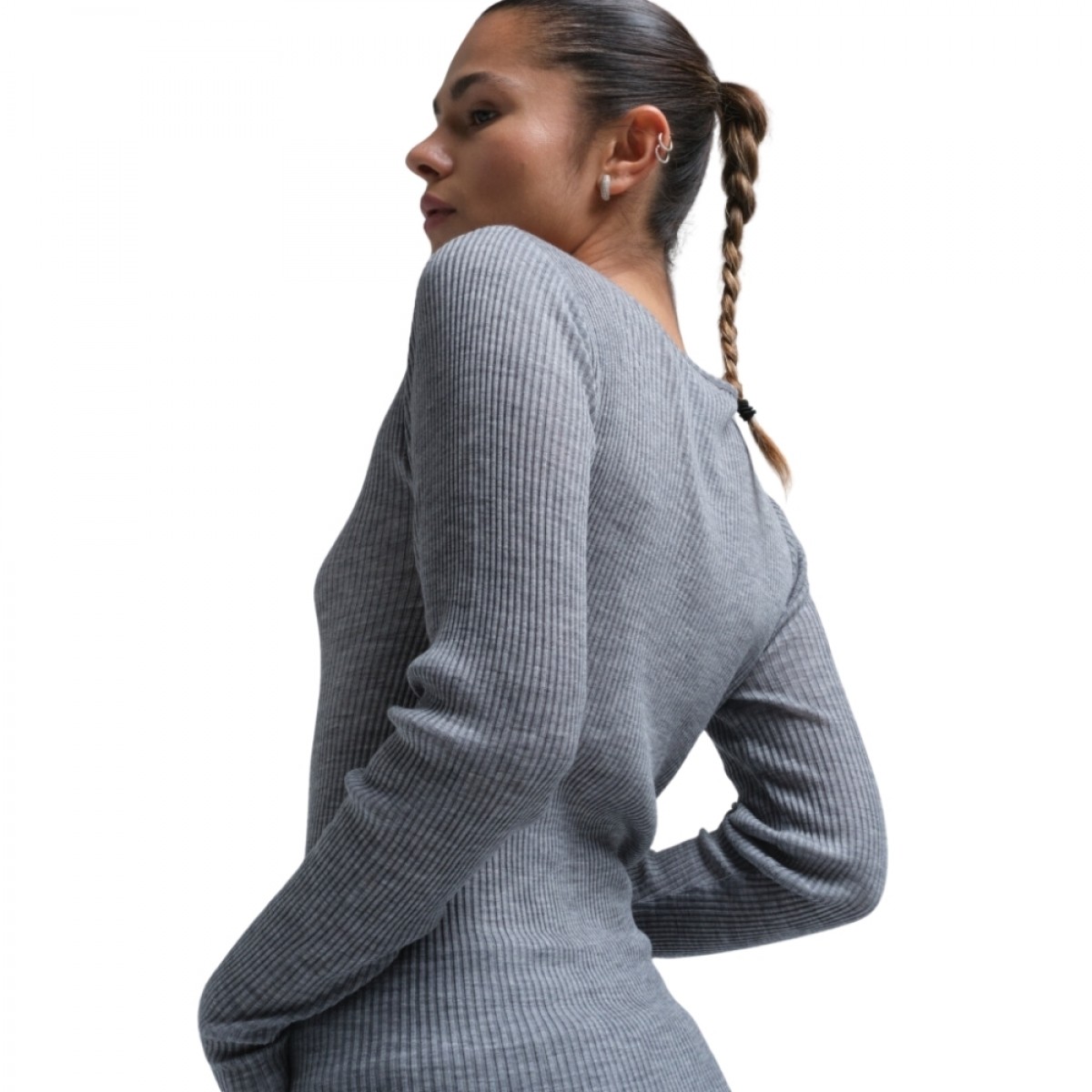 elegante blouse - grey melange - fra siden 