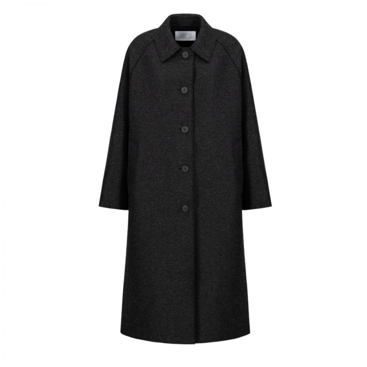 women balmacaan pressed wool - anthracite - front