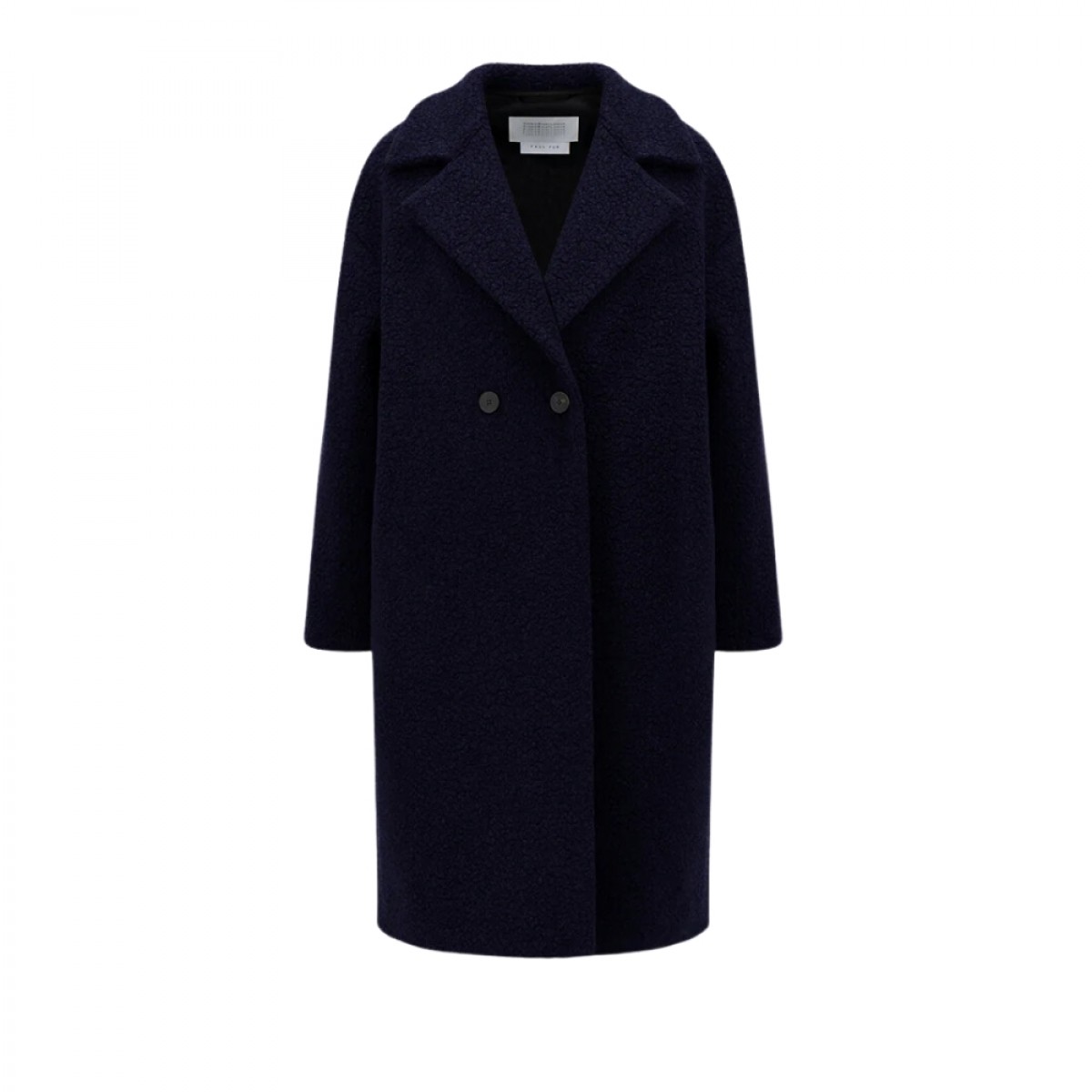 dropped shoulder coat bouclé - navy blue - front