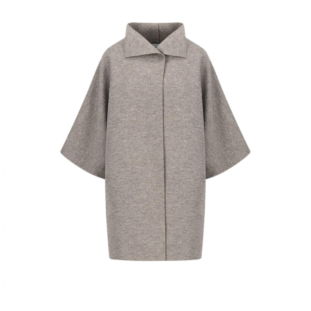 women kimono mantle pressed wool - natural casha - front
