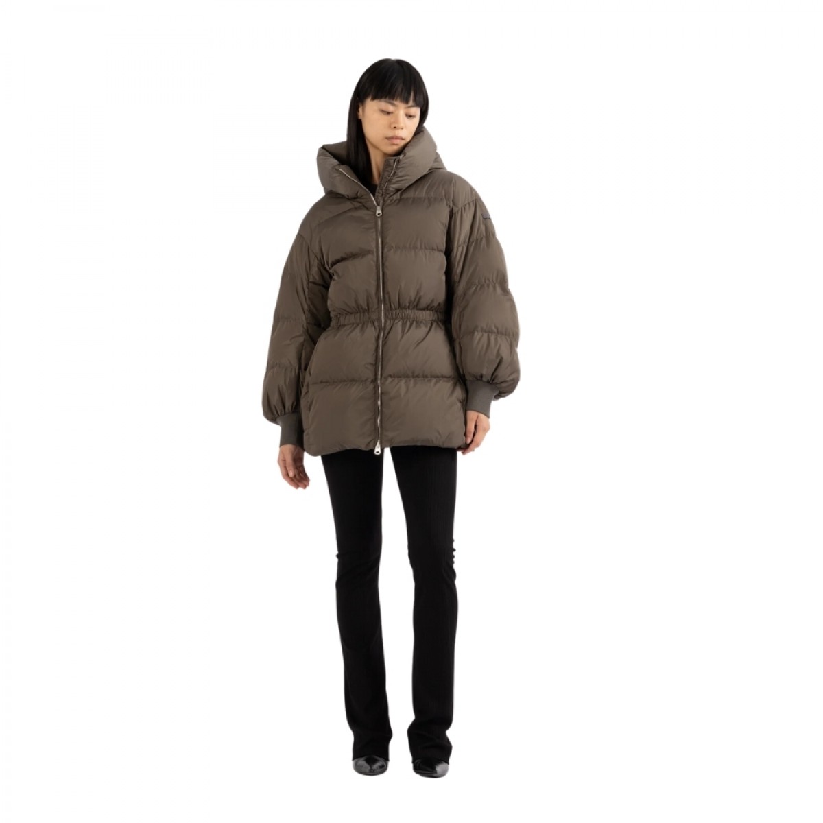 drawstring down jacket aza - foggy green 