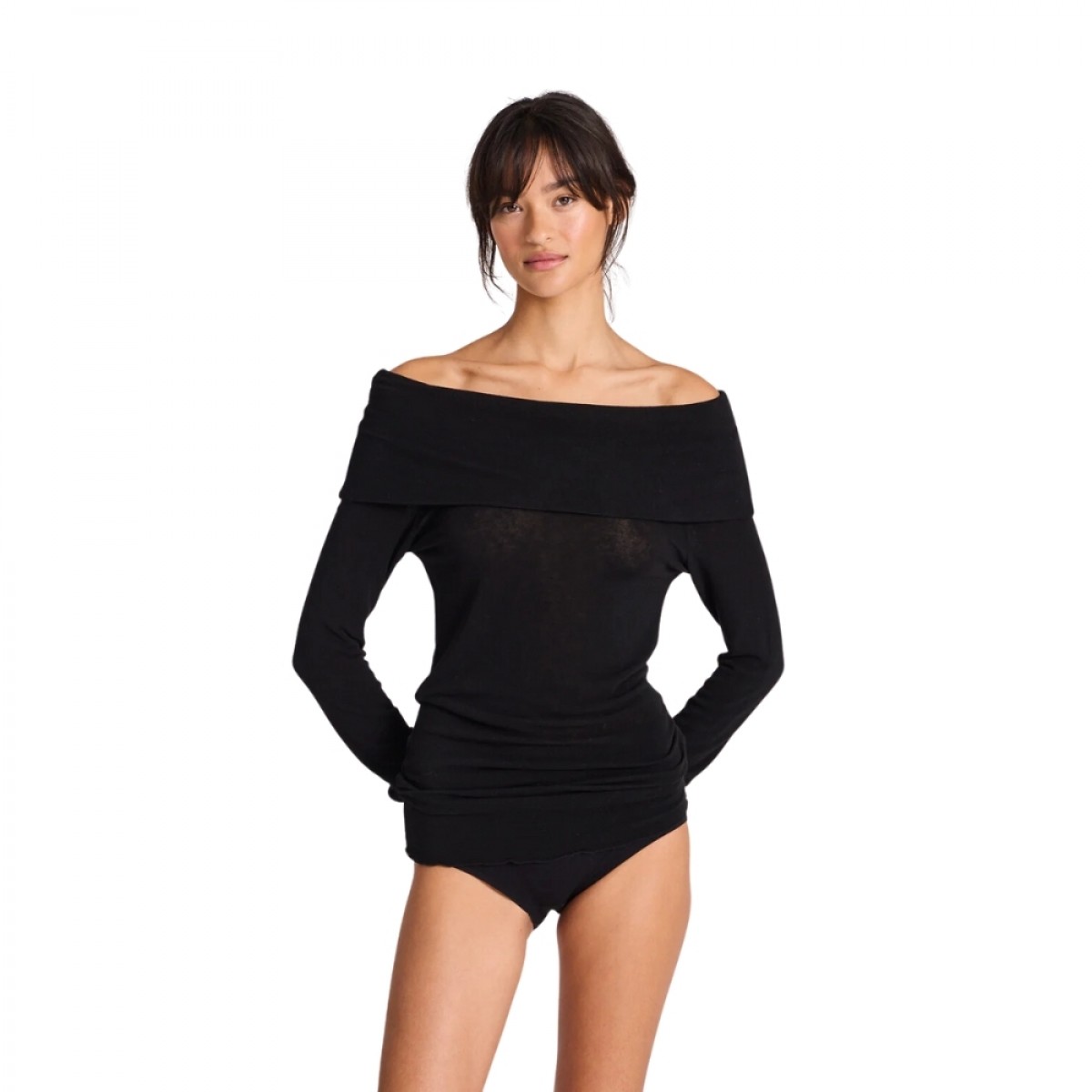 asha wool top - black