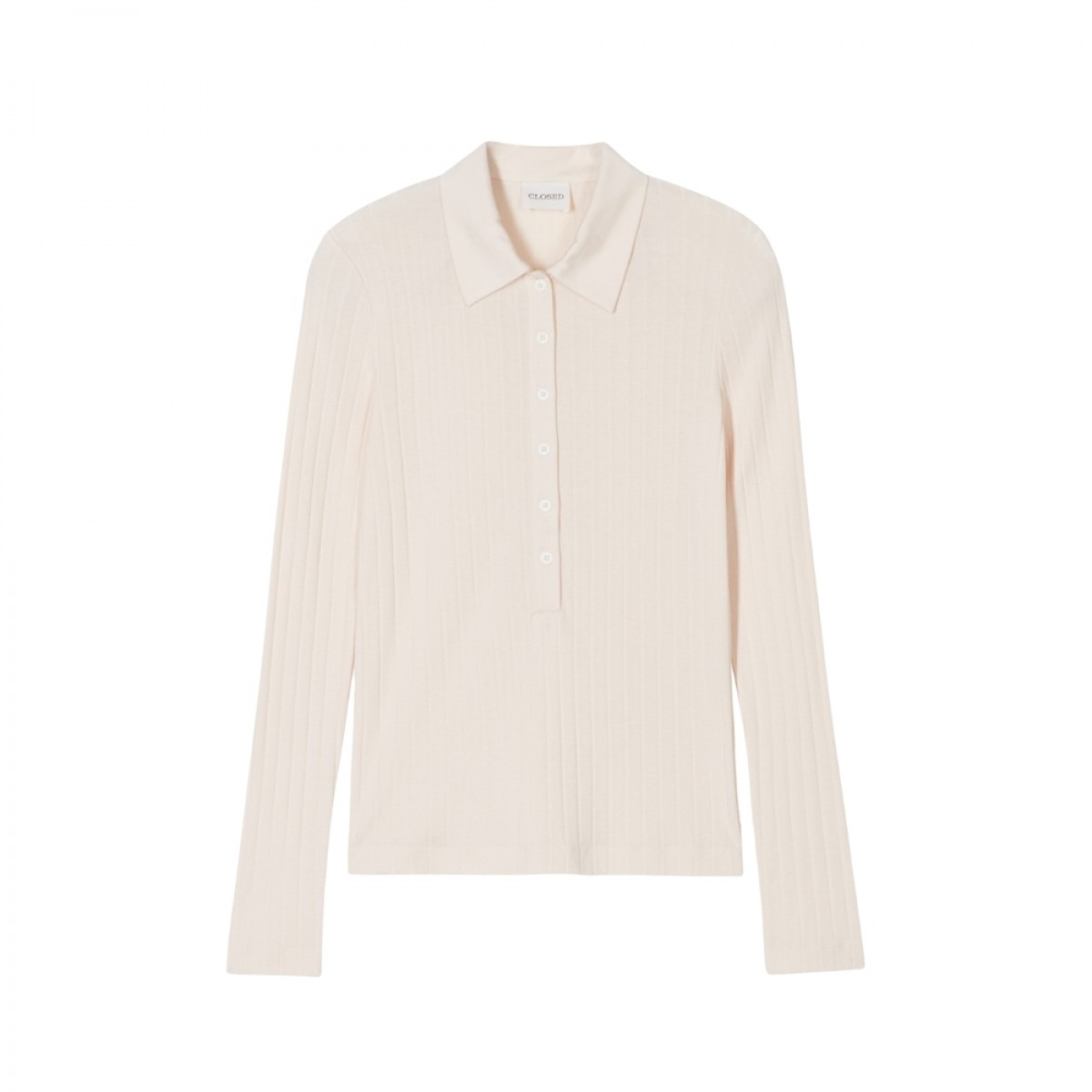 closed polo longsleeve - dusty rose - front
