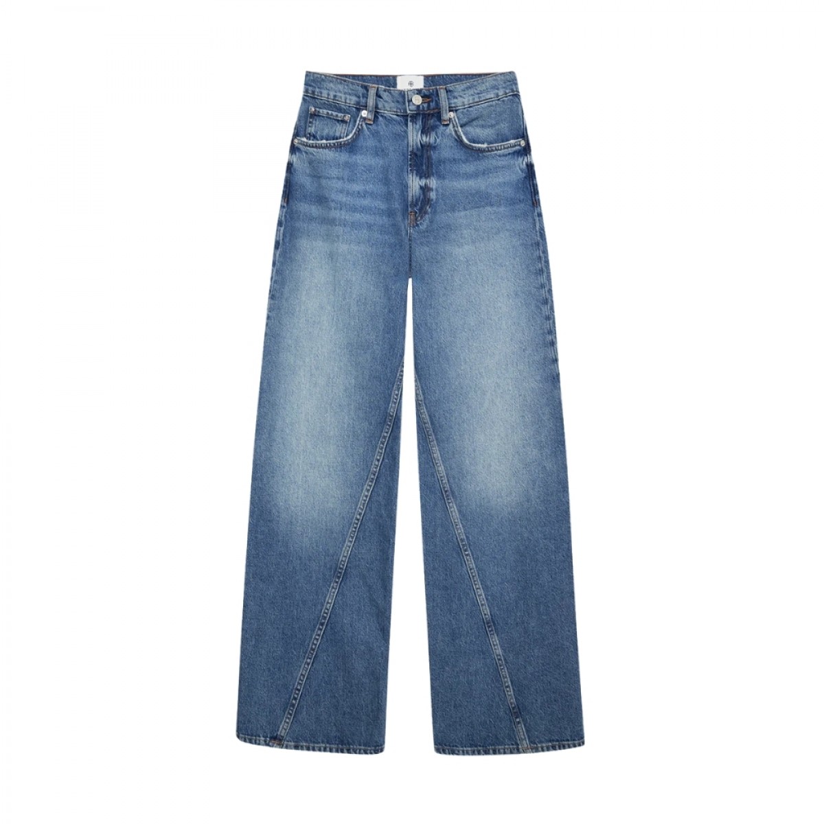 anine bing brie jean - aegean blue - front