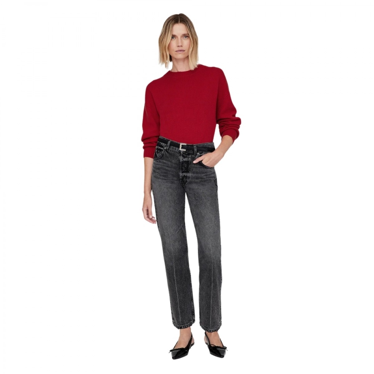 anine bing lee crew sweater - scarlet red