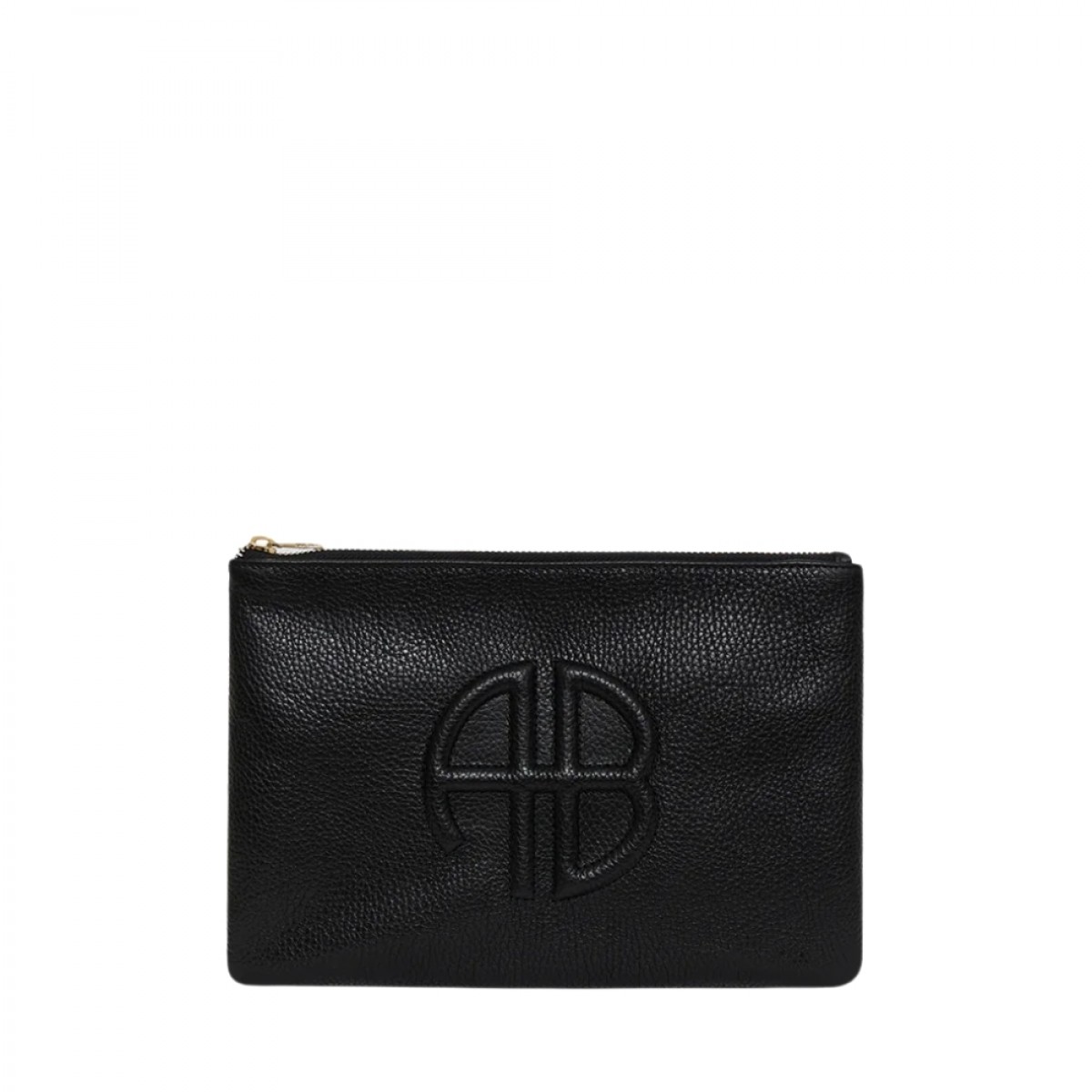 anine bing lili pouch - black pebbled - front