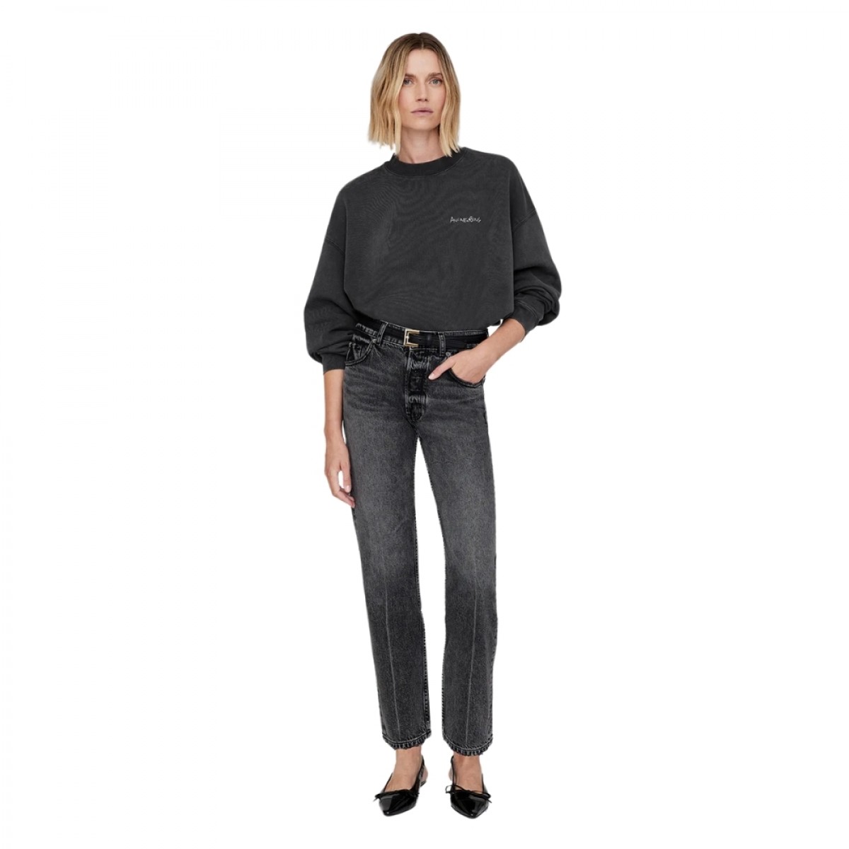 anine bing jaci sweatshirt lyrics - washed black