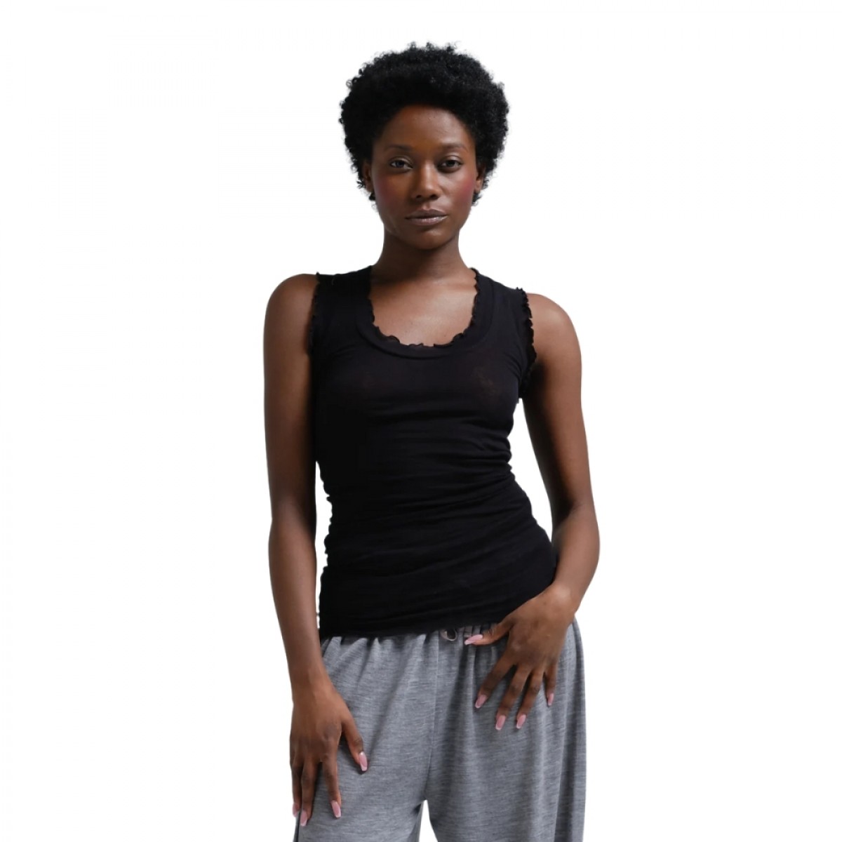 flounce top - black