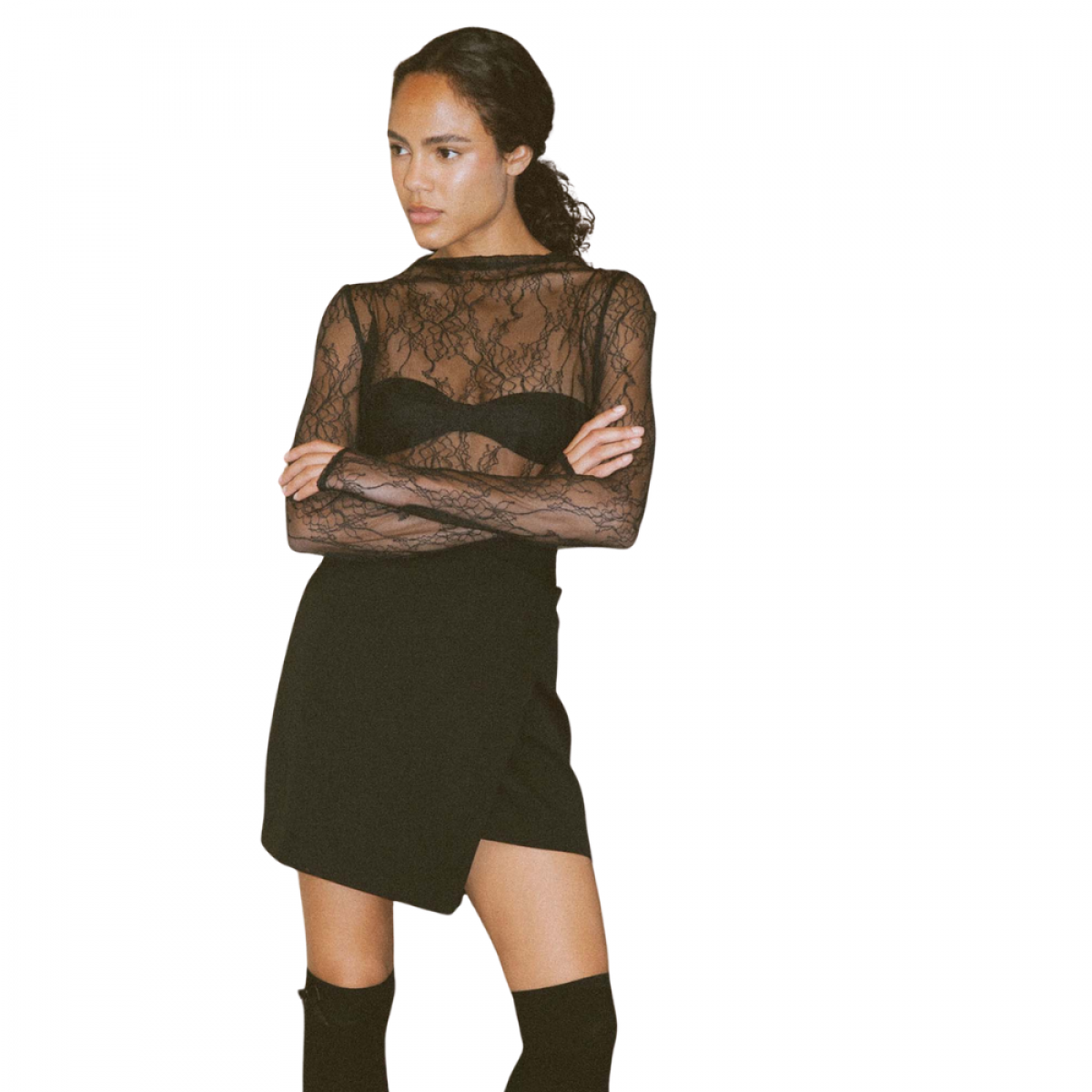 body elastic bodysuit - black