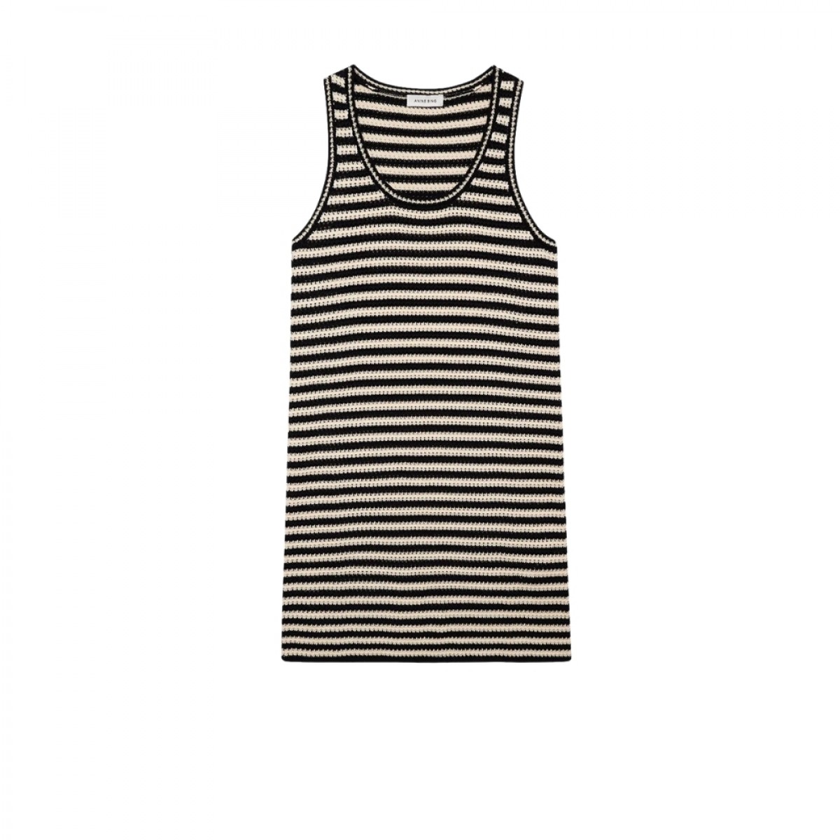 anine bing aeie dress - black and ivory stripe - front