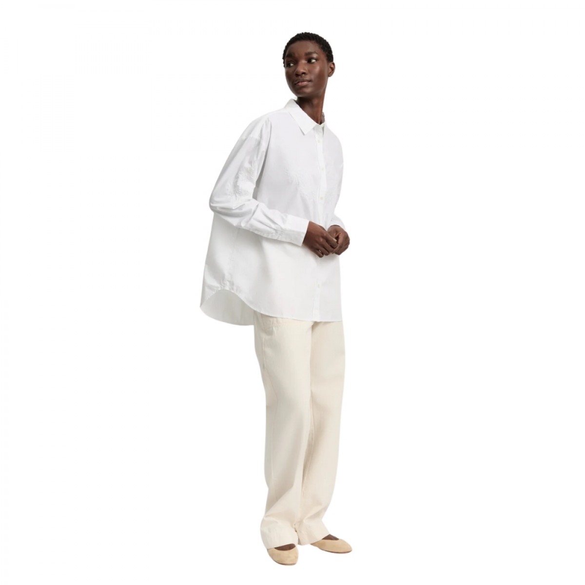 aiayu shirt embroidery - white