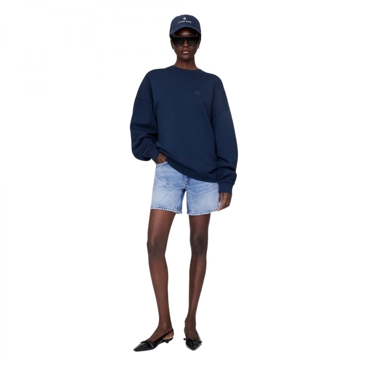 miles sweatshirt framed monogram - washed navy