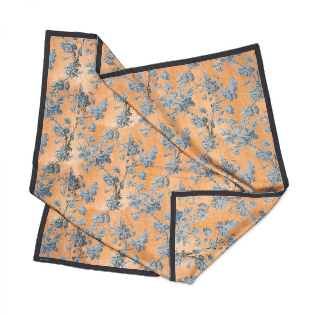 classical dahlia scarf - blue - print