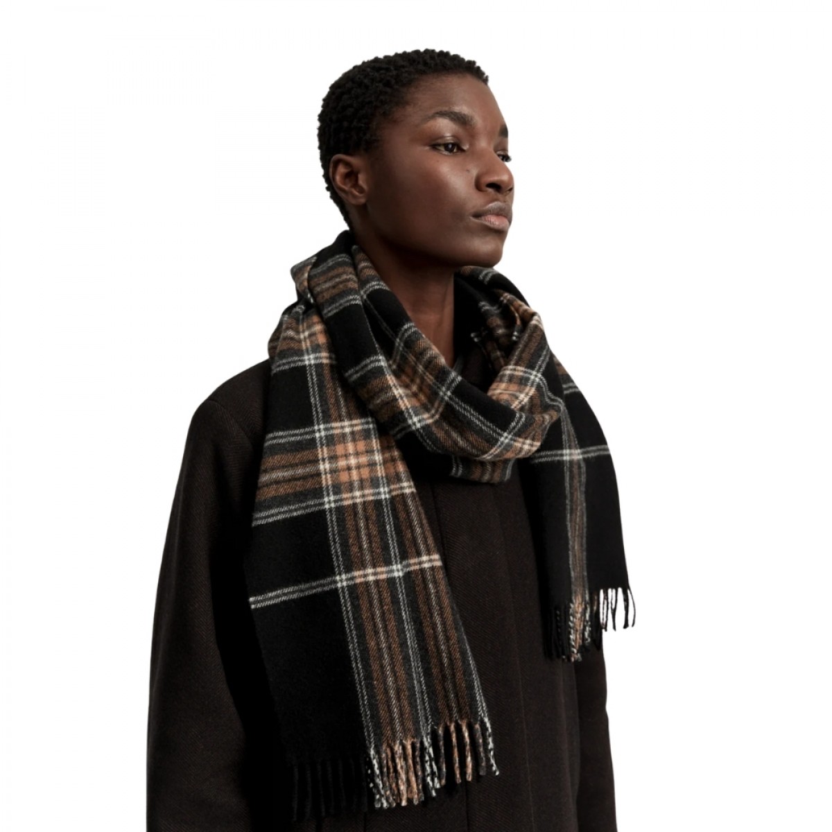 aiayu kaya wool scarf - mix black