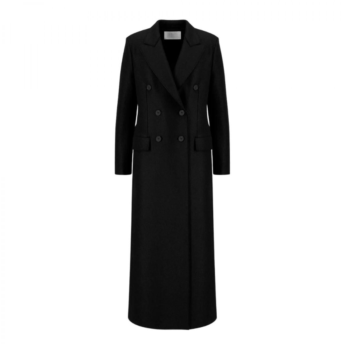 women long double breasted tailored coat pressed wool - black - front
