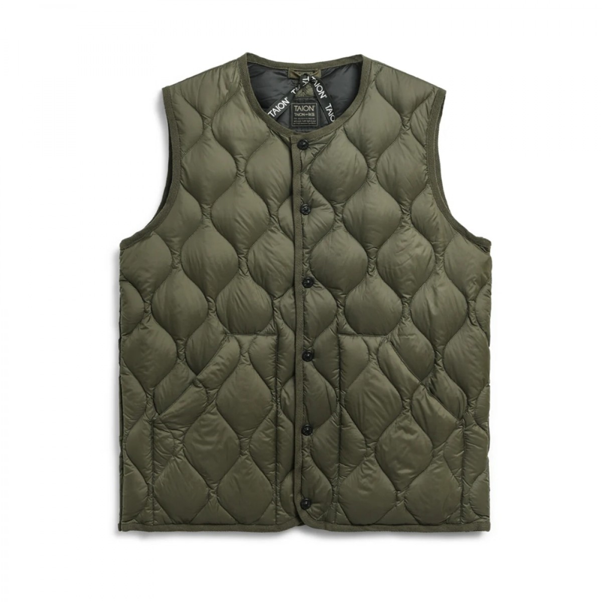 taion unisex military crew neck down vest - d. olive
