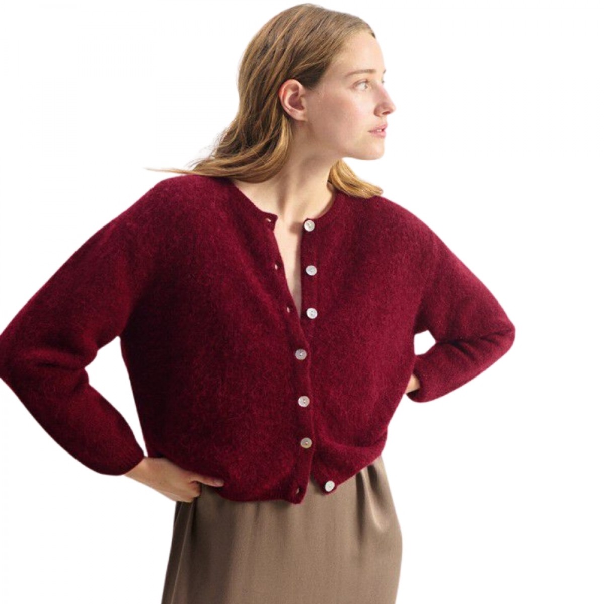 women's cardigan vitow - cherry tree melange - look 1