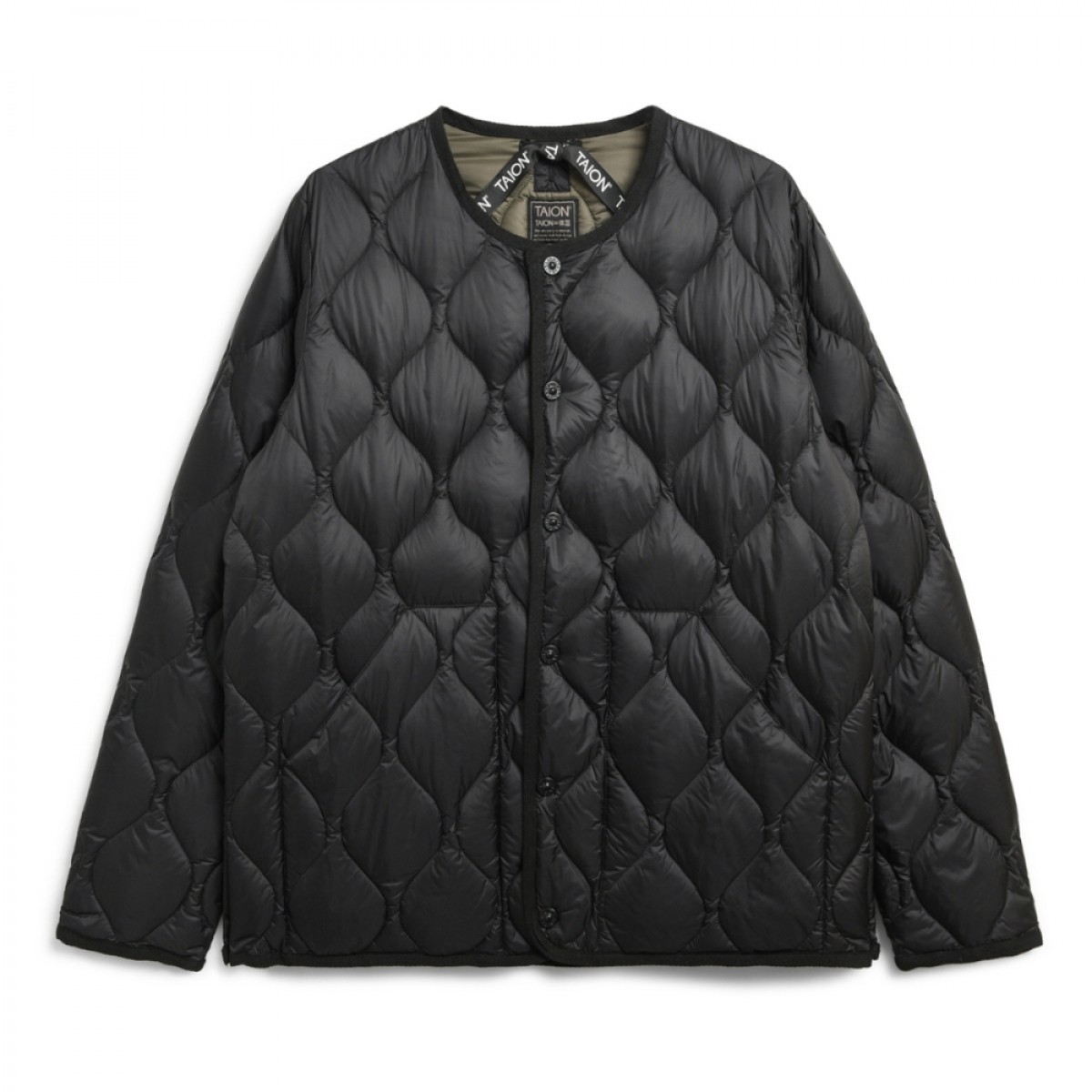 taion unisex military crew neck down jacket - black