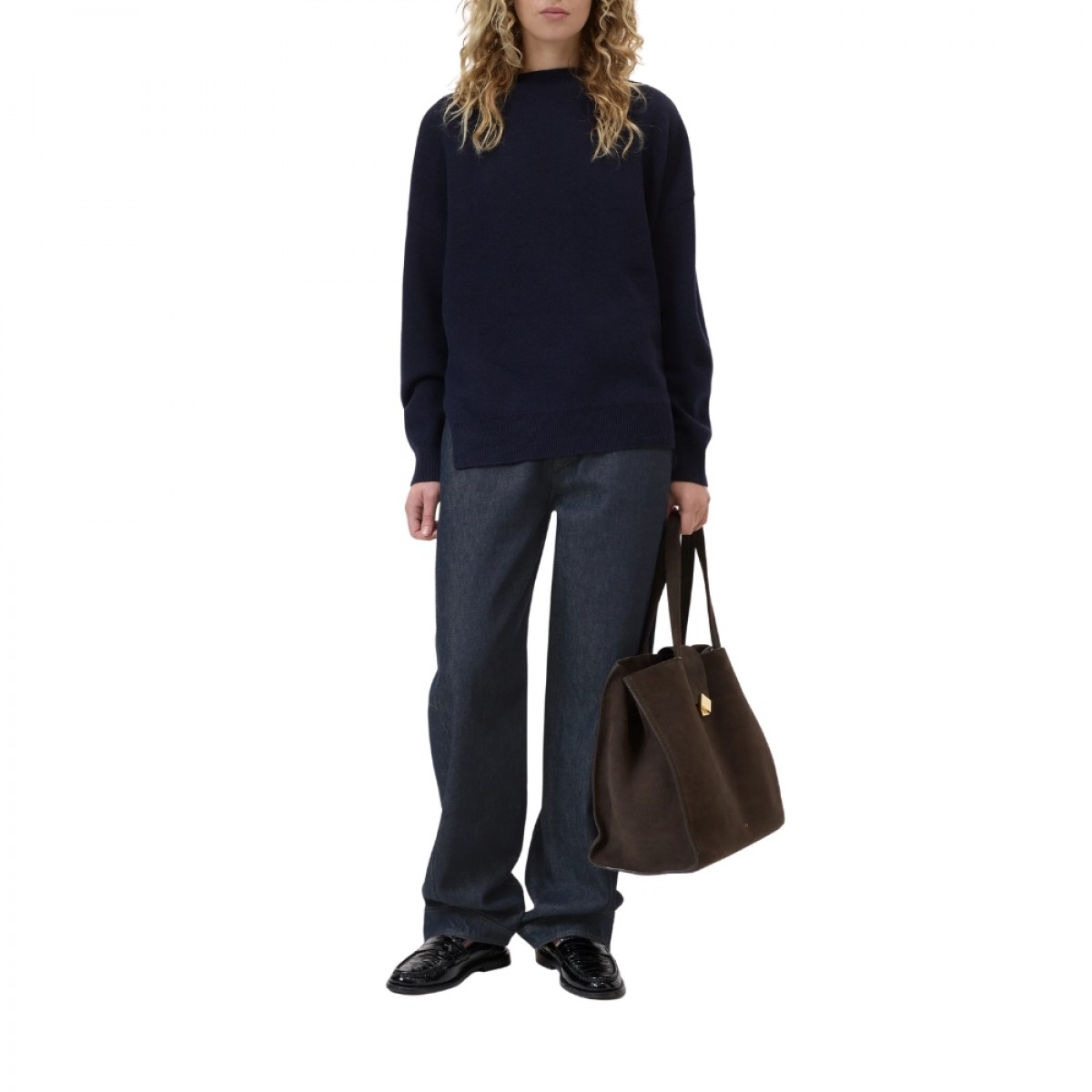 closed high neck long sleeve knit - dark night 