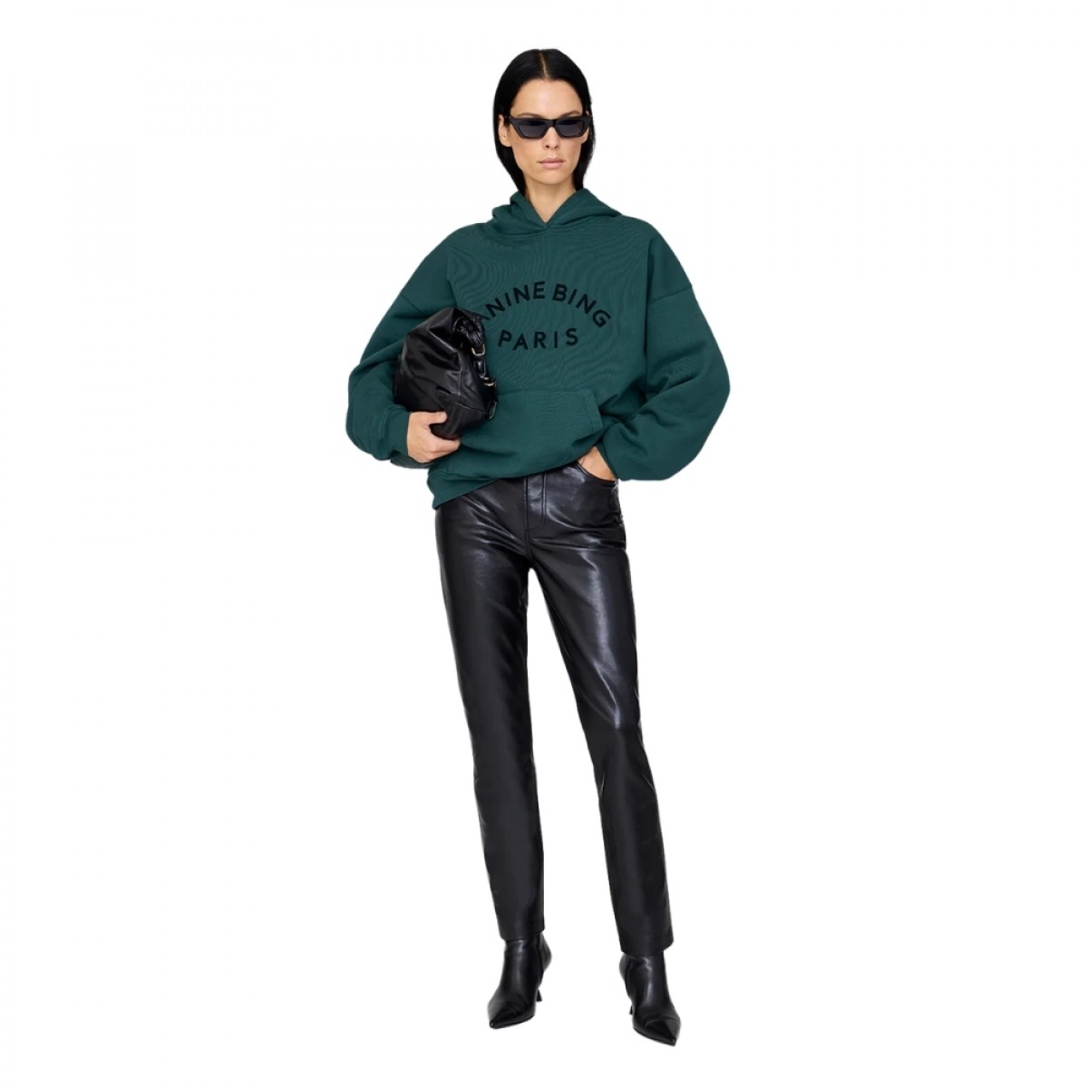 anine bing harvey sweatshirt paris - dark teal - look