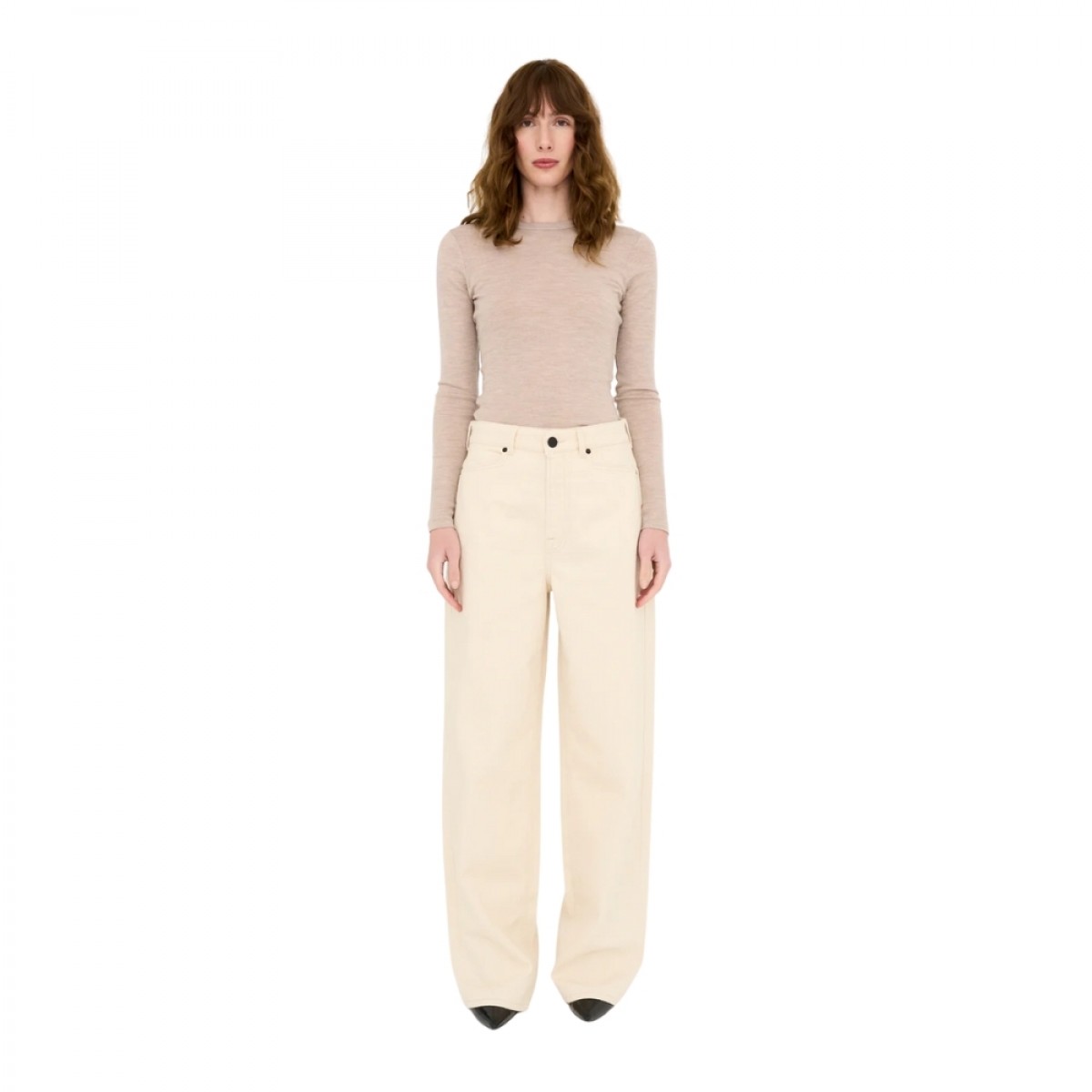 trw kaia slung jeans nature - ecru - model front