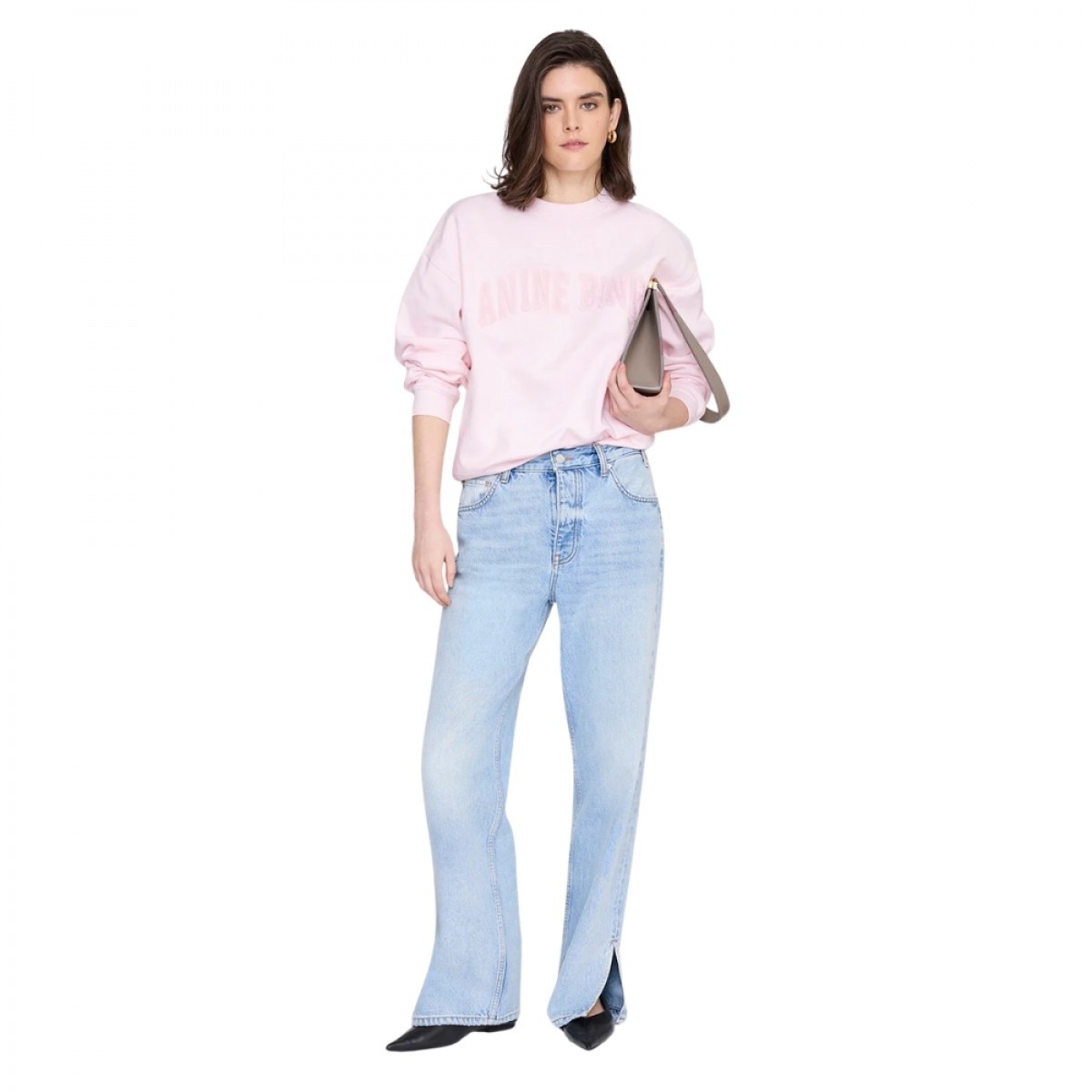 anine bing spencer sweatshirt - powder pink