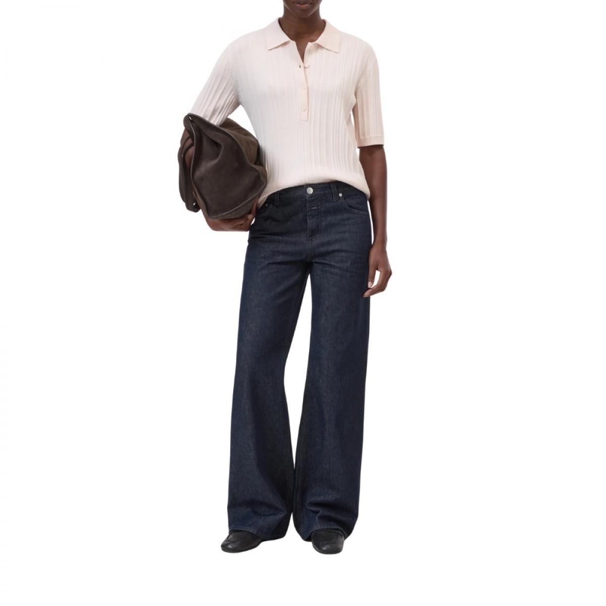 closed short sleeve polo - blush pink - model look