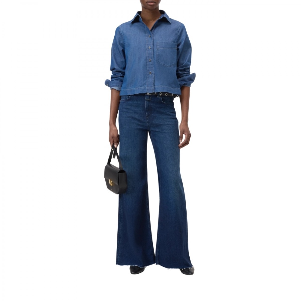 closed cropped classic shirt - dark blue