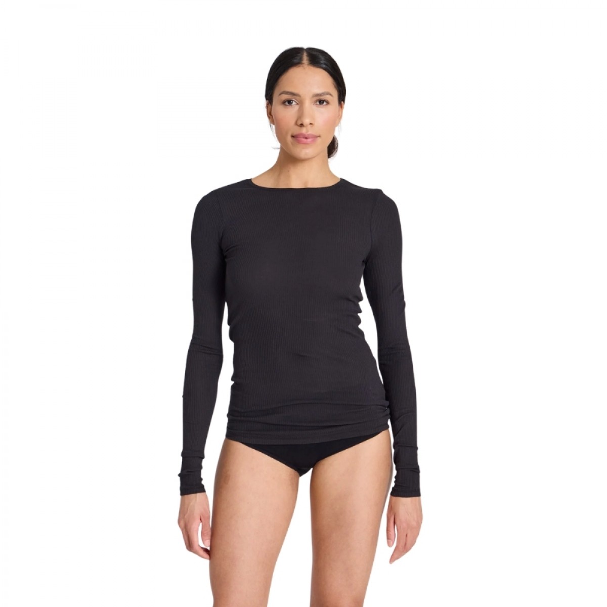 lise cotton top 3x2 rib knit - black