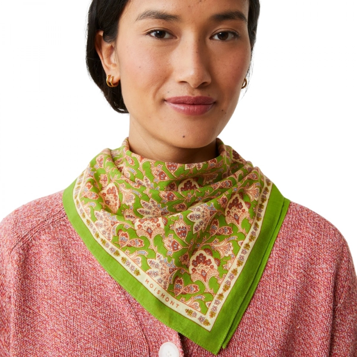 moismont india no 764 scarf - matcha - model front