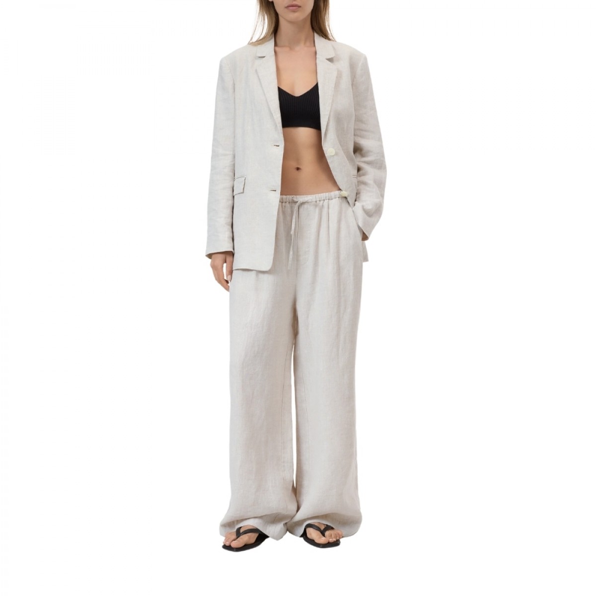 closed wide pants wynston - mud grey - look