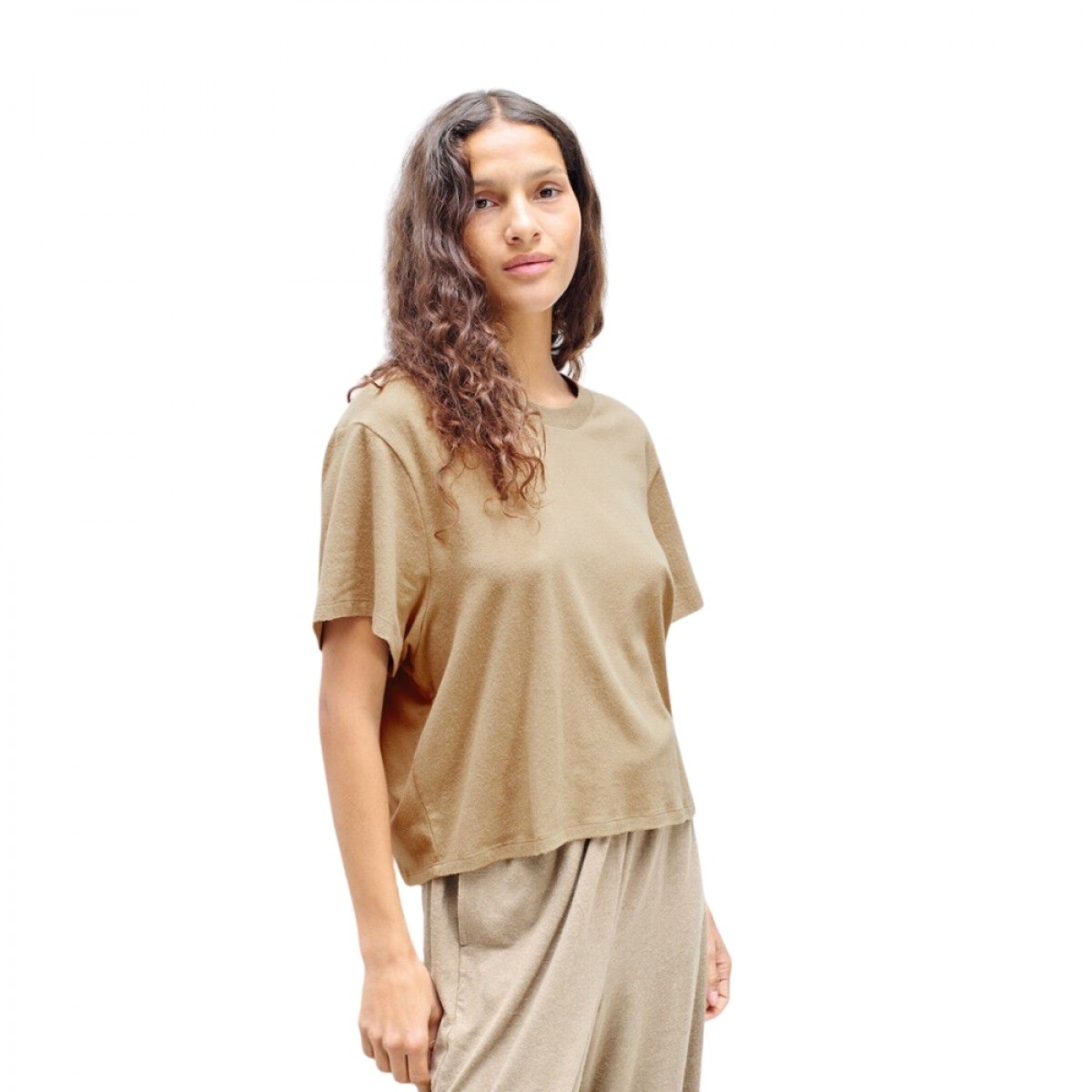 women's t-shirt ypawood - macchiato melange - fra siden 
