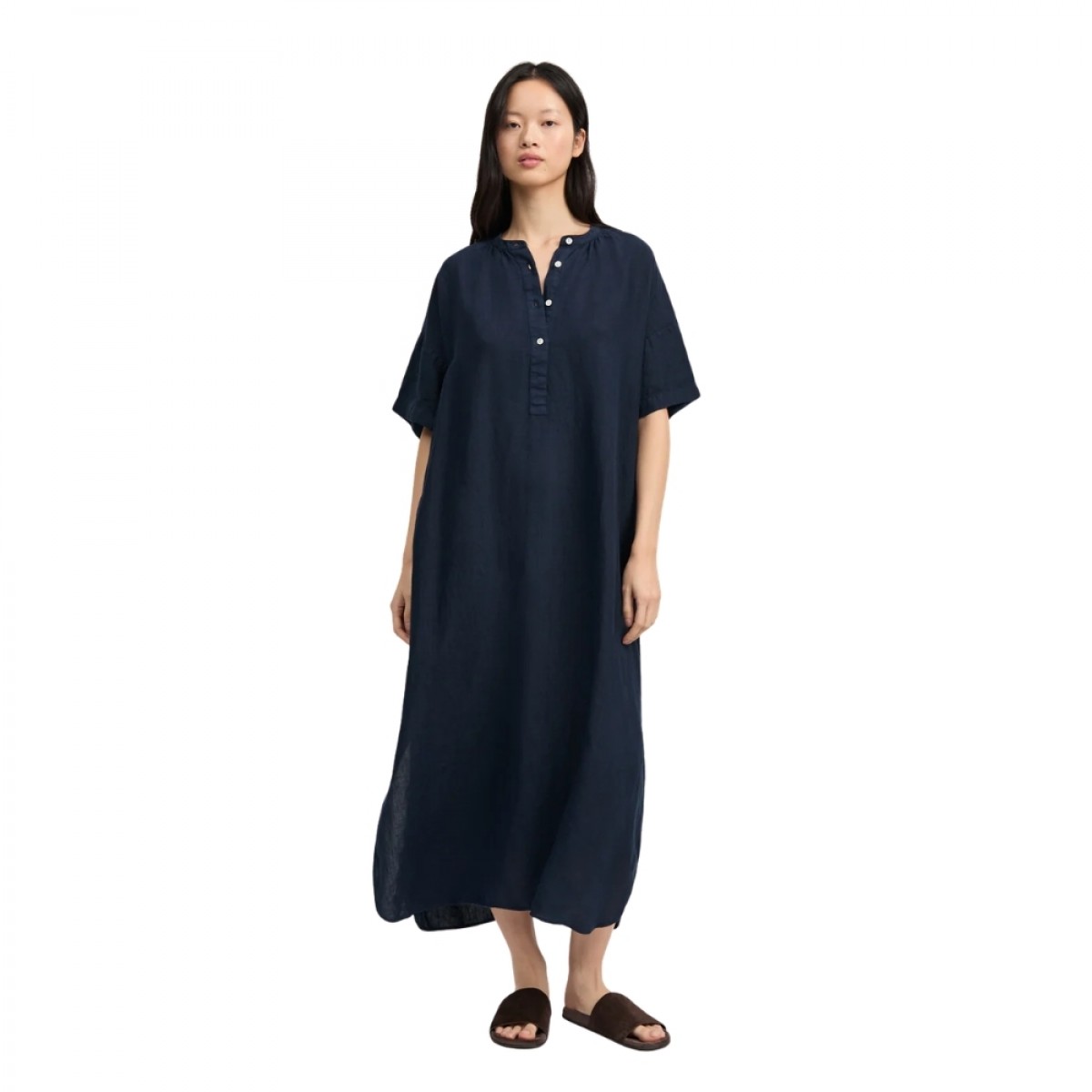 aiayu cille dress linen - navy