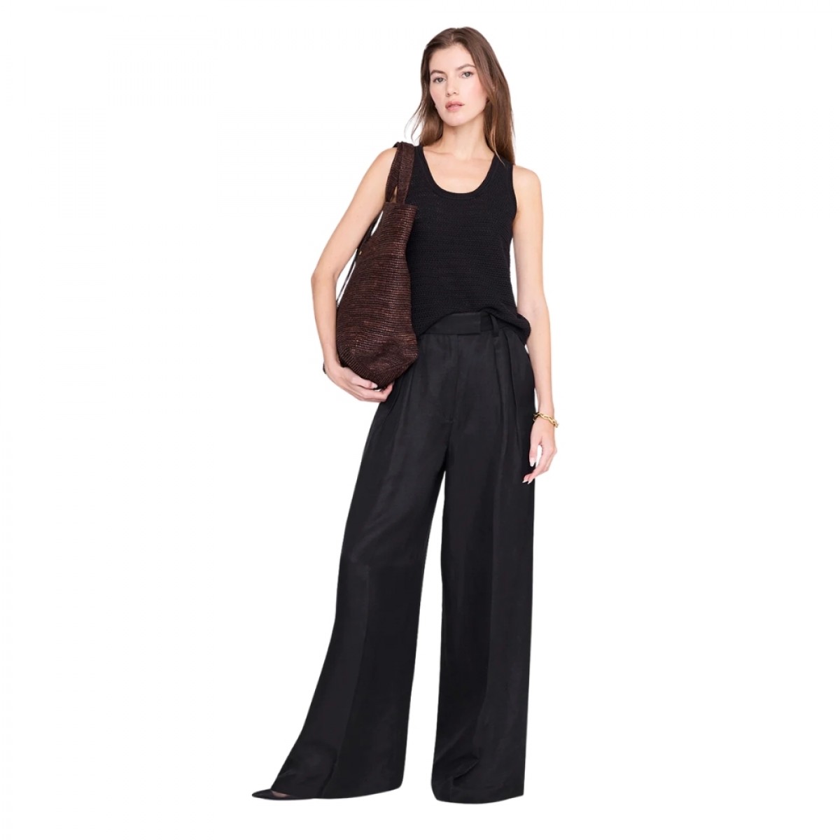 anine bing arie tank - black - model front