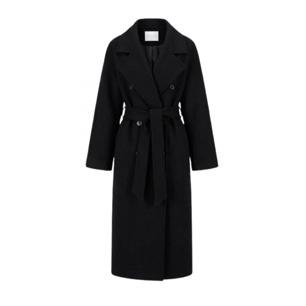 women belted clutch coat pressed wool - black - front