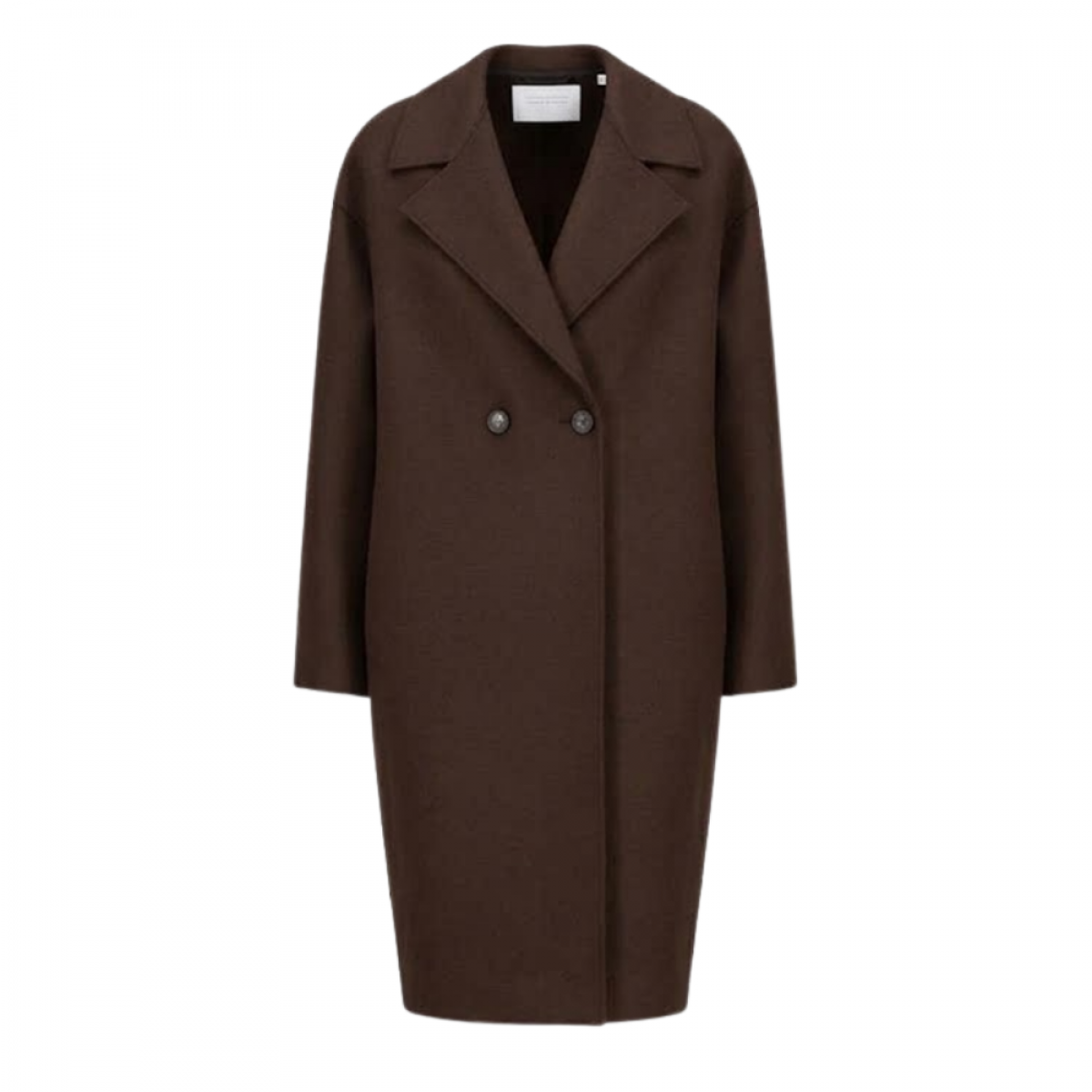 women dropped shoulder d.b. coat pressed wool - dark brown - front