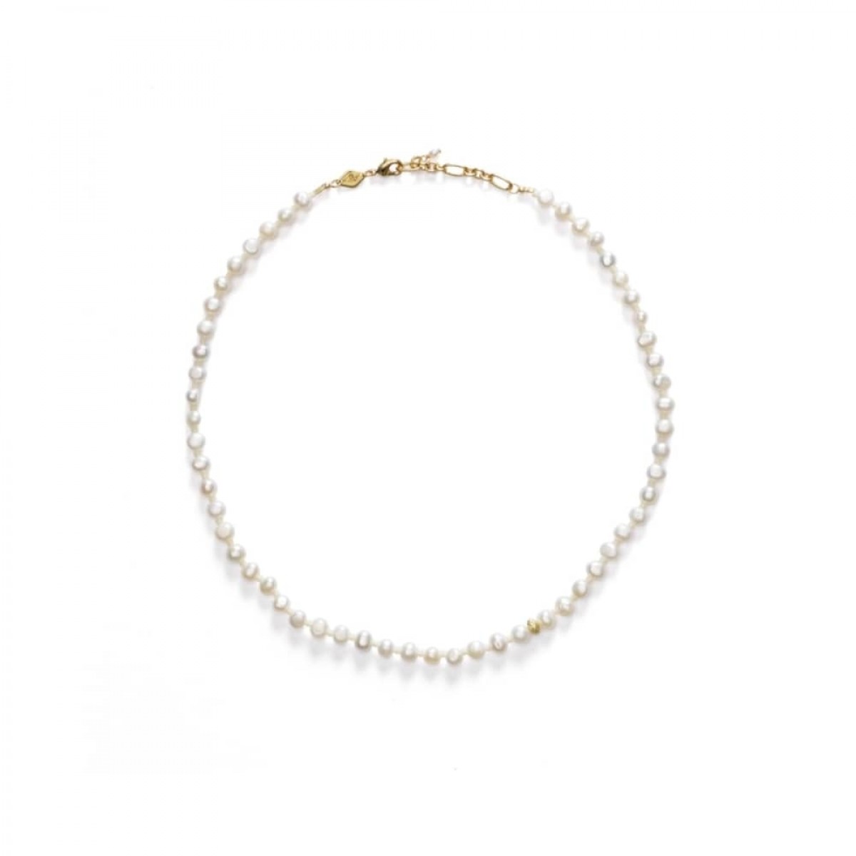 anni lu petit stellar pearly necklace - gold - front