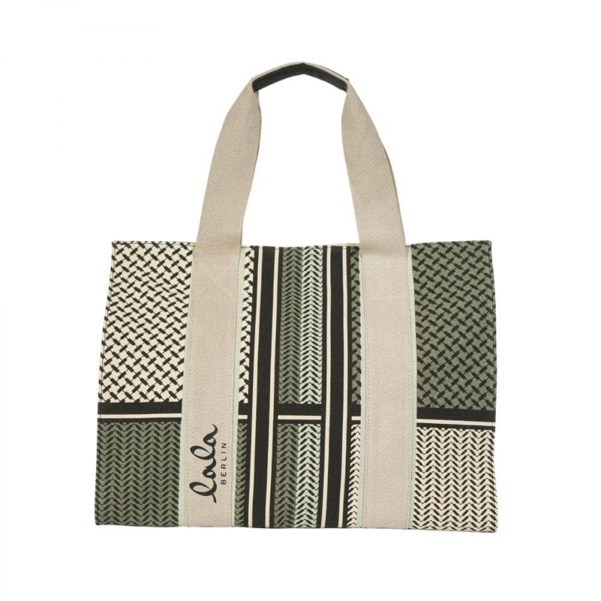 east west tote calla - olive x matcha - front