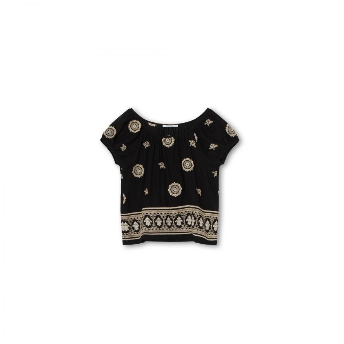 palma top sun embroidery - black - front