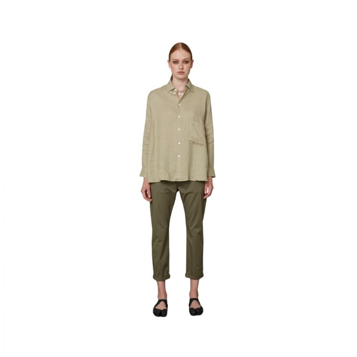 news edit trousers - khaki green - model front